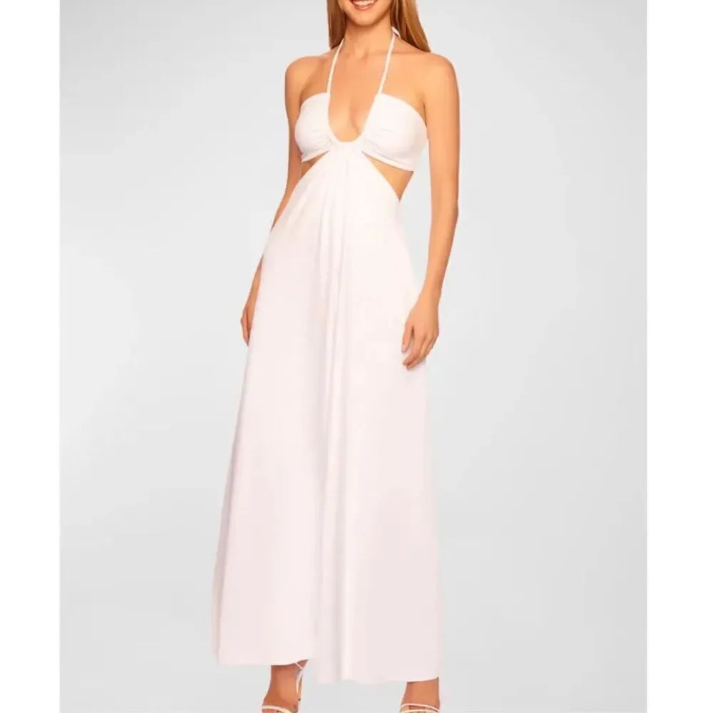 Susana Monaco U-Cutout Halter Maxi Dress in Sugar NWT Size Medium